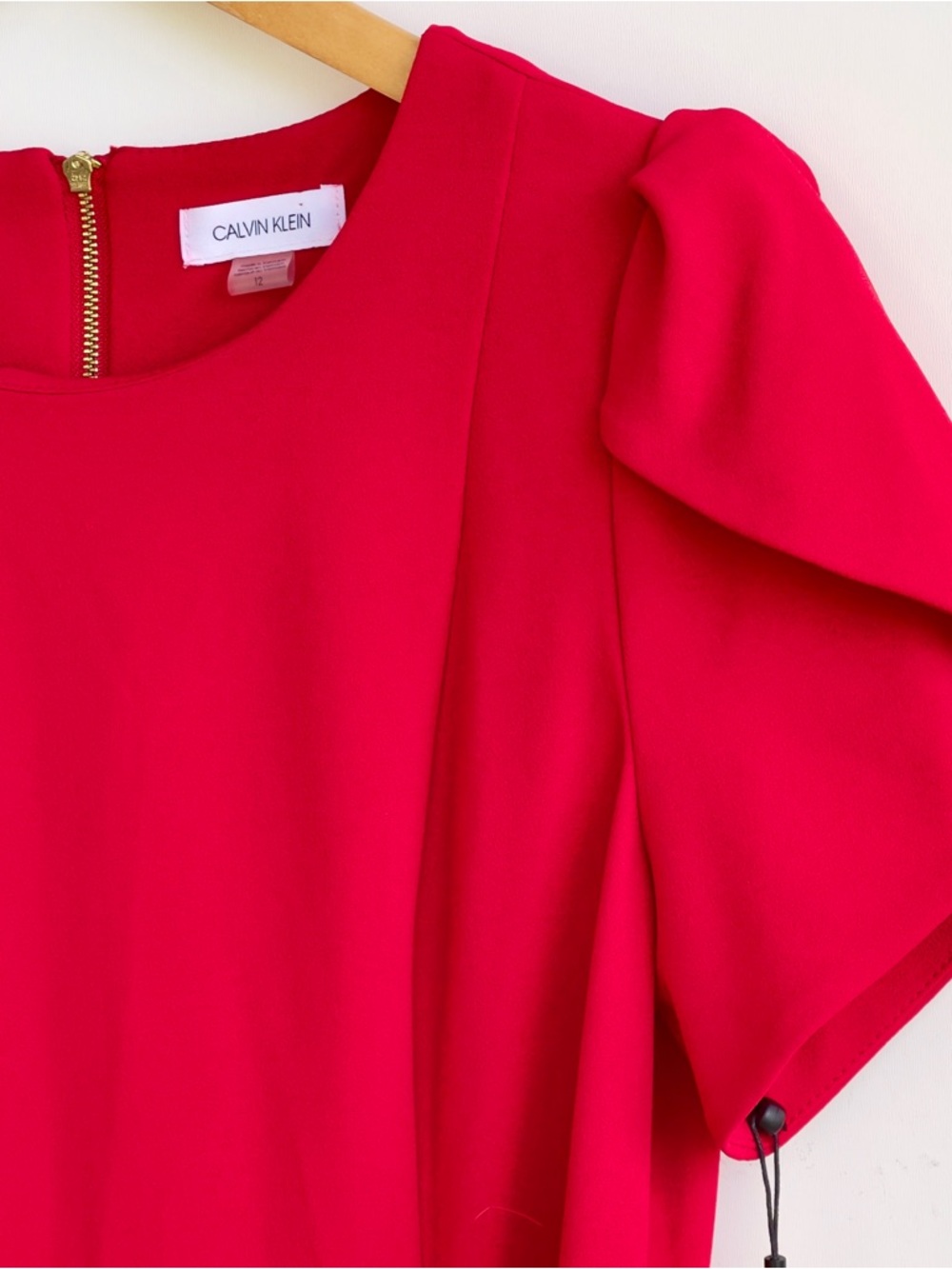 CALVIN KLEIN Jumpsuit Cropped Tulip Sleeve Belted Round Neck Pockets Back Zip - Picture 2 of 14